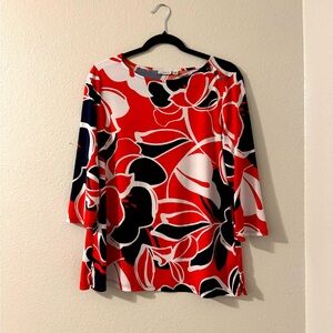 *DONATED* Croft and Barrow Orange Navy Blouse Size Medium